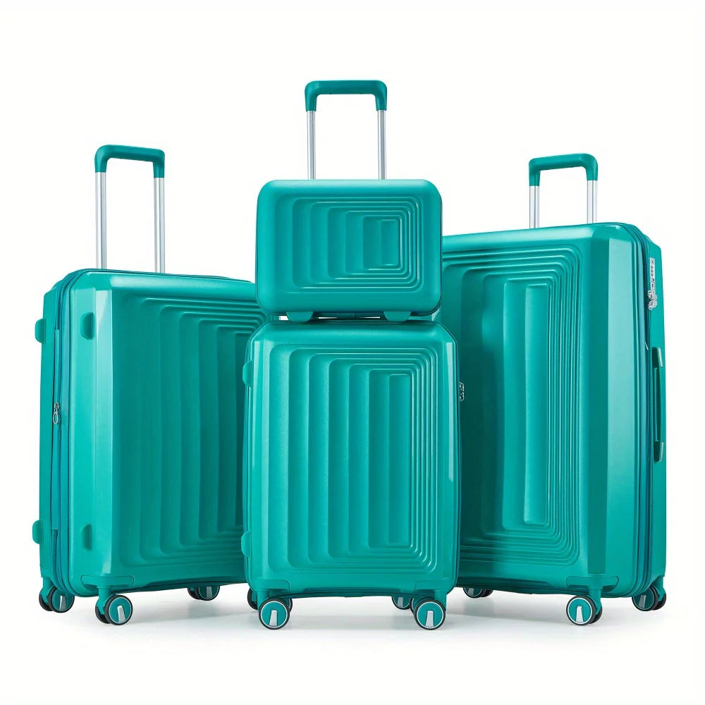4-Piece Hard Shell Lightweight Expandable Luggage Set With Spinner Wheels, Suitcases For Men And Women
