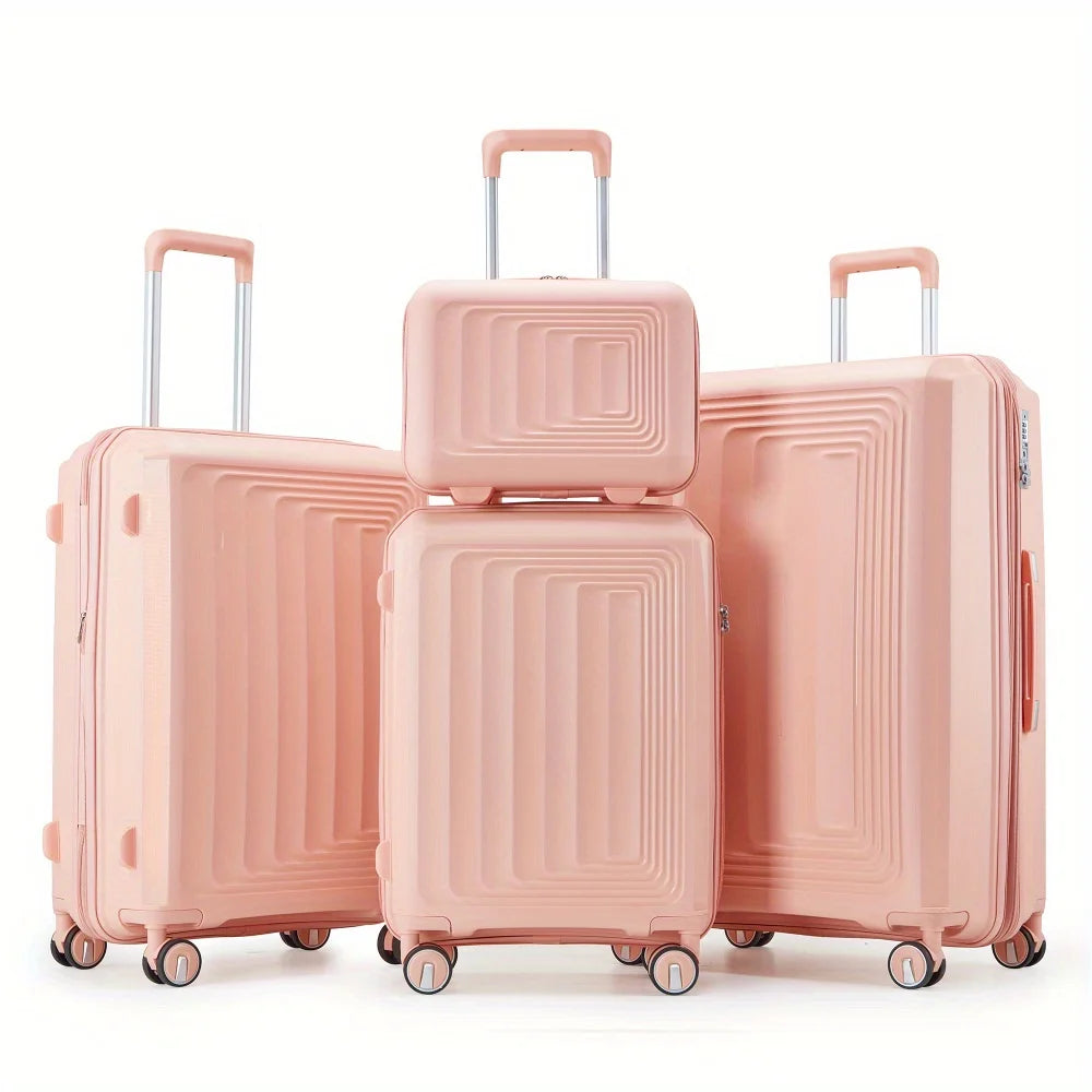 4-Piece Hard Shell Lightweight Expandable Luggage Set With Spinner Wheels, Suitcases For Men And Women