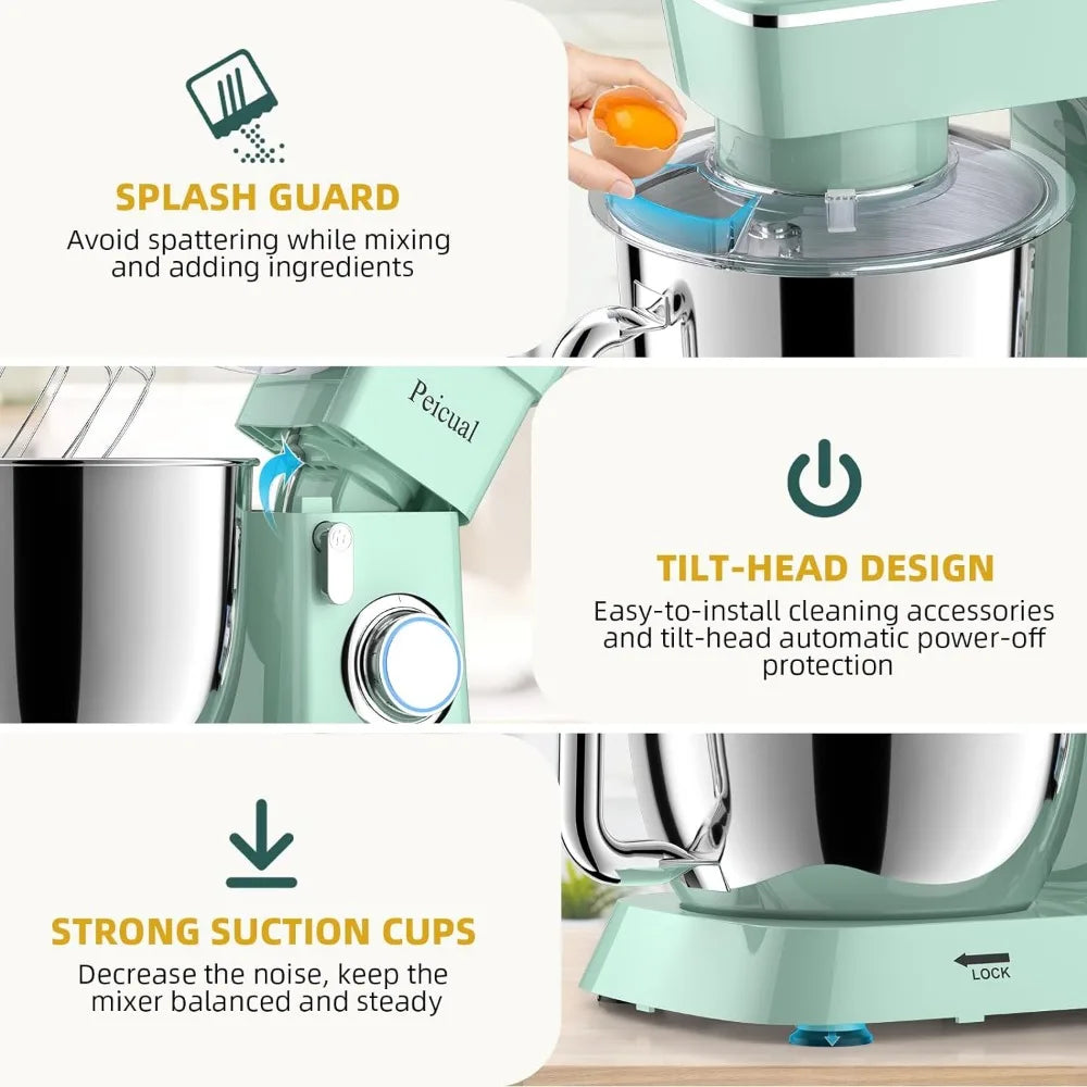 Stand Mixer, 5.5QT 10+P Speed Tilt-Head Kitchen Electric Mixer, Food Mixer with Stainless Steel Bowl, Dough Hook, Flat Beater