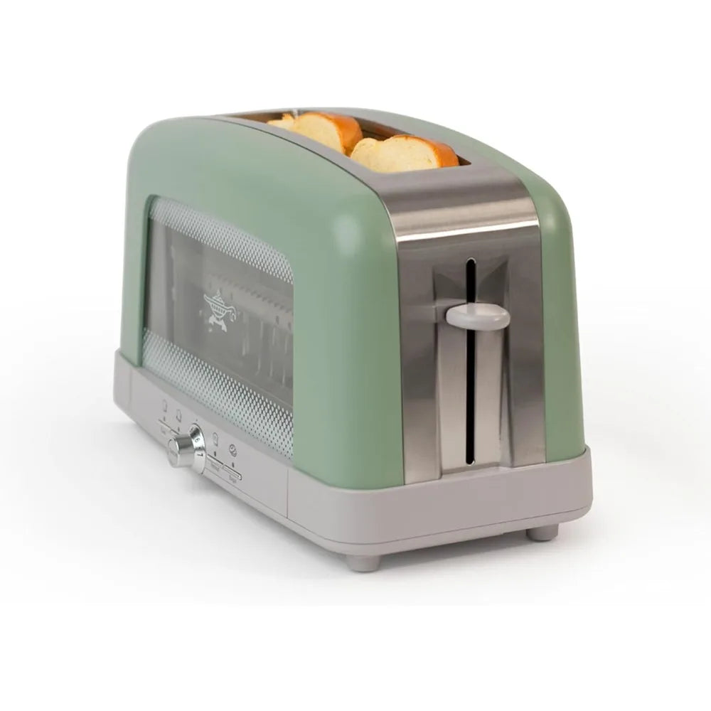 Toaster, Heating Technology Pop-Up Toaster w/7 Heat Settings, 3 Toasting Functions & Unique Bagel Mode, Olive/Brushed Nickel