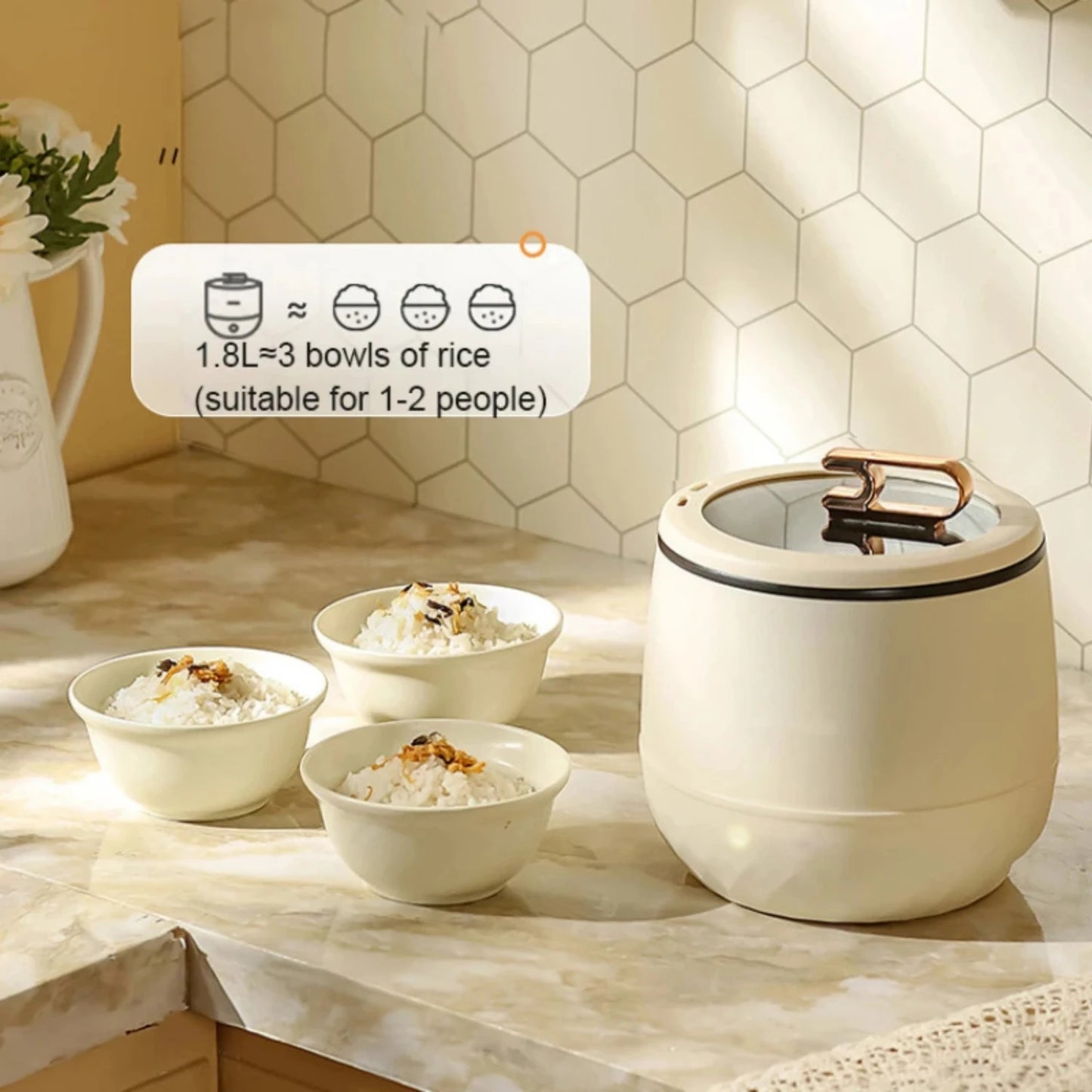 NEW Compact Mini Sturdy Bear-shaped Rice Cooker - Small Portable Office Rice Pot, Perfect Gift - with Safe 220V/110V Dual Voltag