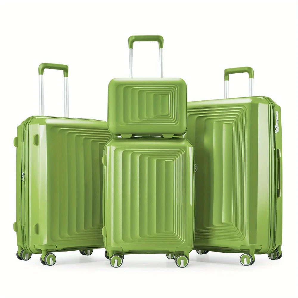 4-Piece Hard Shell Lightweight Expandable Luggage Set With Spinner Wheels, Suitcases For Men And Women