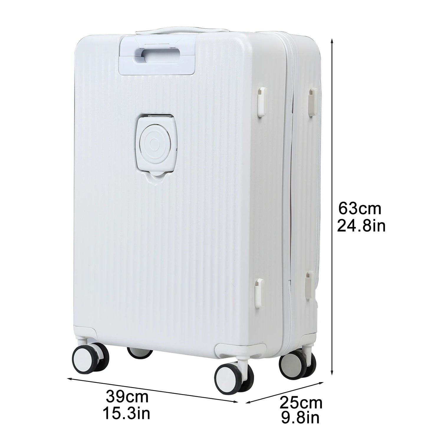 24 Inch Suitcase, Front Open Carry on Luggage, Built-in lock Carry on Suitcase, with Cup Holder & USB Type-C Charging Port