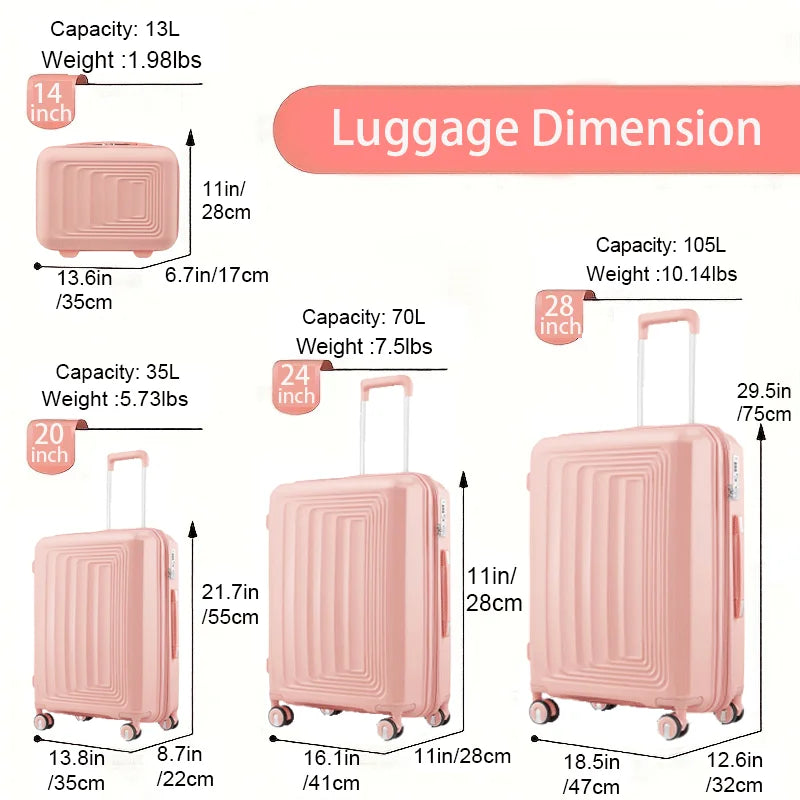 4-Piece Hard Shell Lightweight Expandable Luggage Set With Spinner Wheels, Suitcases For Men And Women