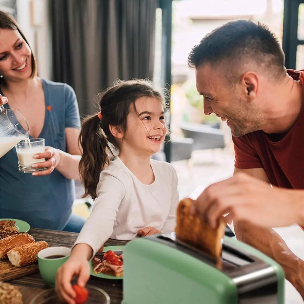 Toaster, Heating Technology Pop-Up Toaster w/7 Heat Settings, 3 Toasting Functions & Unique Bagel Mode, Olive/Brushed Nickel
